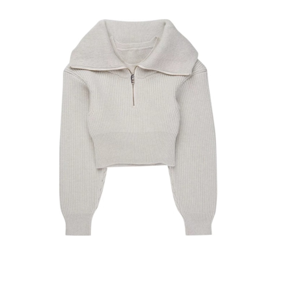 Jacquemus La Maille ridiculous zip up jumper light grey